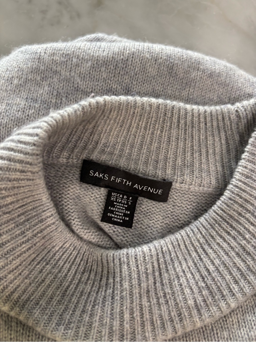 Saks Fifth Avenue Grey Crewneck Sweater with Pink Zigzag Stripe - Picture 3 of 4
